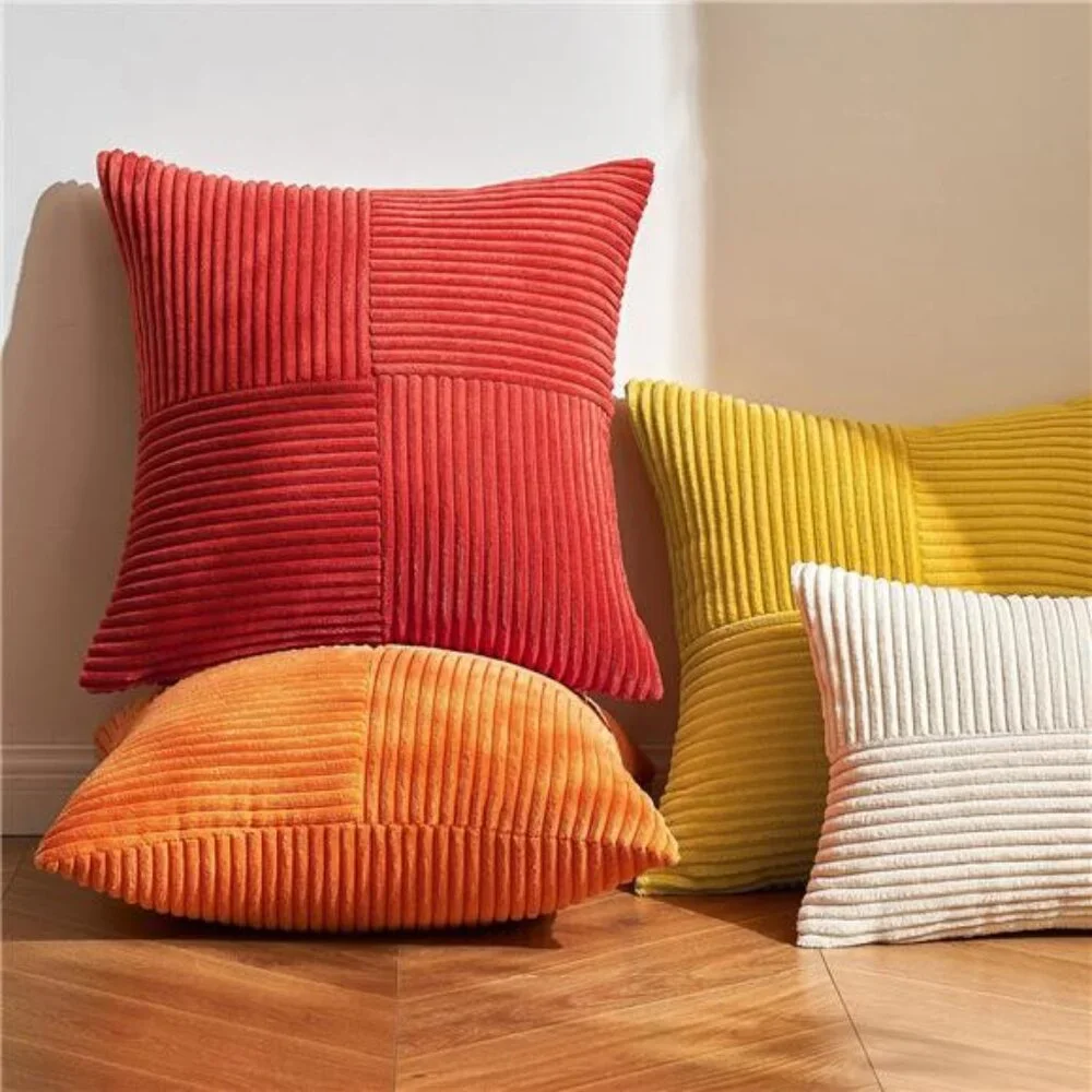 Pack of 2 Christmas Pillow Covers Red 18x18 Inch Boho Decorative